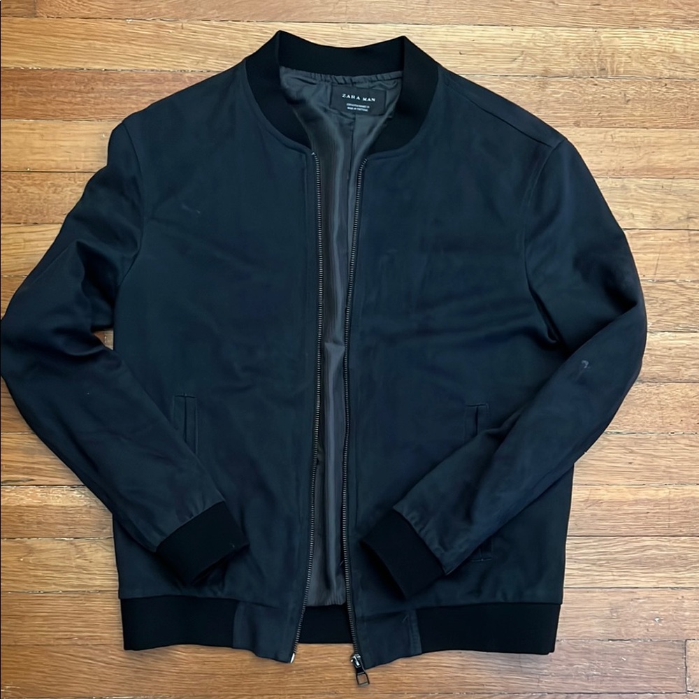 Zara Man Black Bomber Jacket